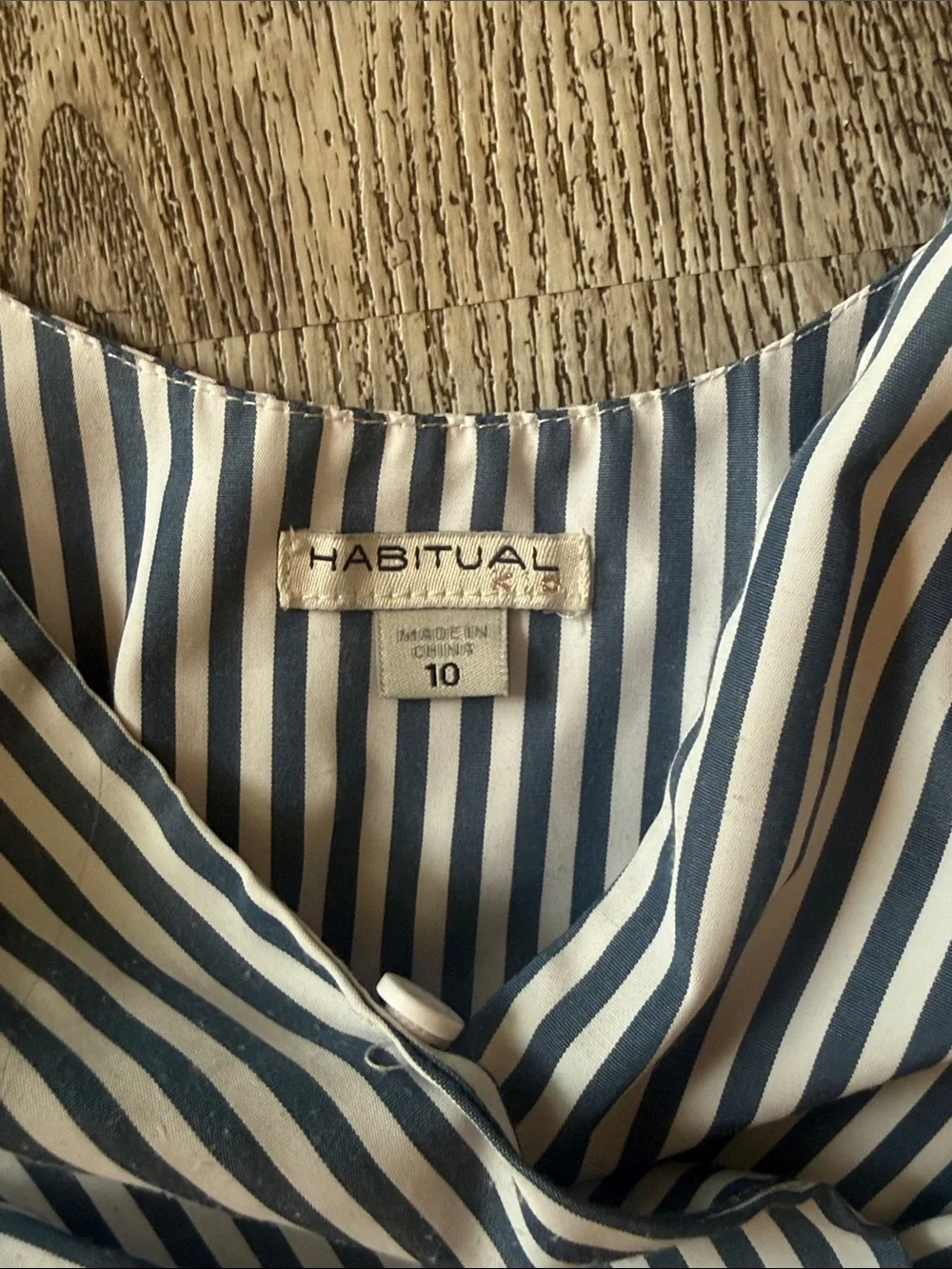 Habitual Blue and White Striped Wrap-Style Kids Dress